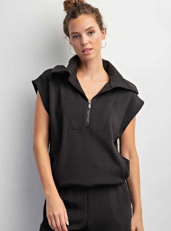 Dynamic Fashion Rae Mode Women's Modal Poly Span Scuba Sleeveless Top - Black