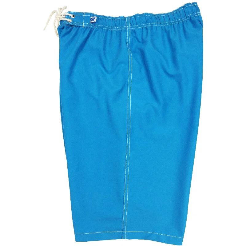 "A Solid Color" Women's Elastic Waist (Swim) Board Shorts. HIGH Rise + 11" Inseam (Turquoise)