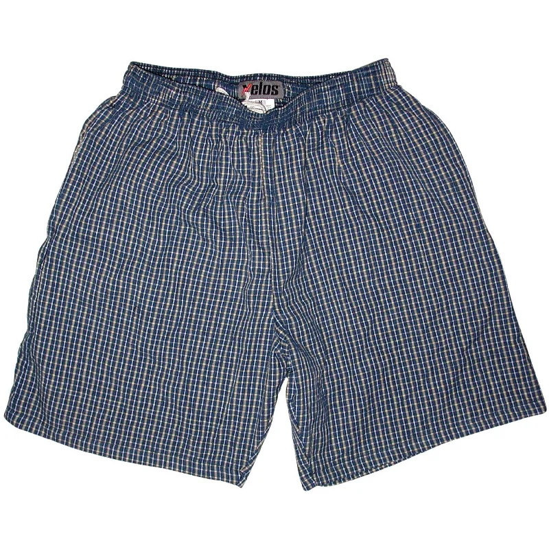 "Lakeshore" LONG 100% Cotton Seersucker Beach Shorts.  (Blue) 9.5" Inseam / approx.  22" Outseam