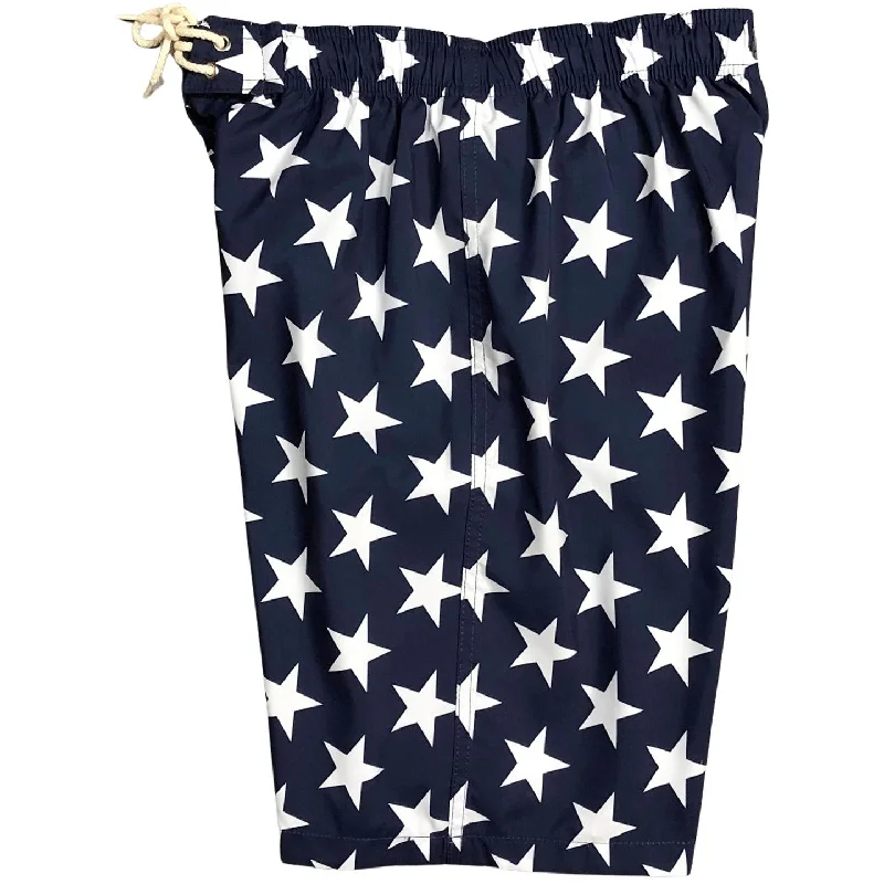 Trendy Traveler "Star Struck" Mens Elastic Waist Board Shorts - 22" Outseam / 9.5" Inseam