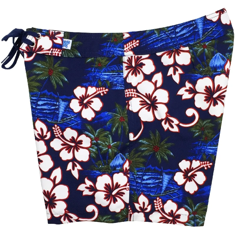 "State of Mind" Print Board Shorts - Regular Rise / 5" Inseam (Navy)