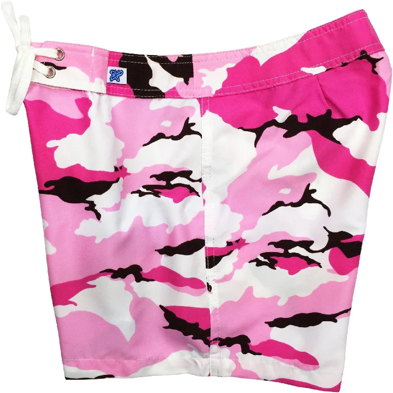 "Stealth Fanatic" Camo Board Shorts - Regular Rise / 5" Inseam (Pink+Brown)