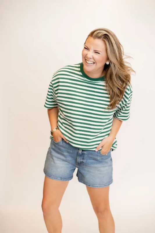 Oversized Basic Tee - Green Stripe