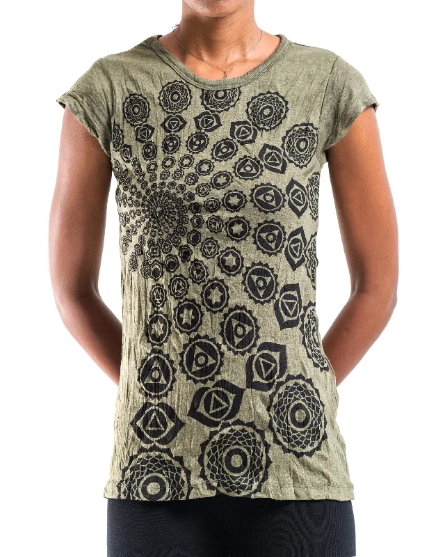 Modern Tailoring Womens Chakra Fractal T-Shirt in Green