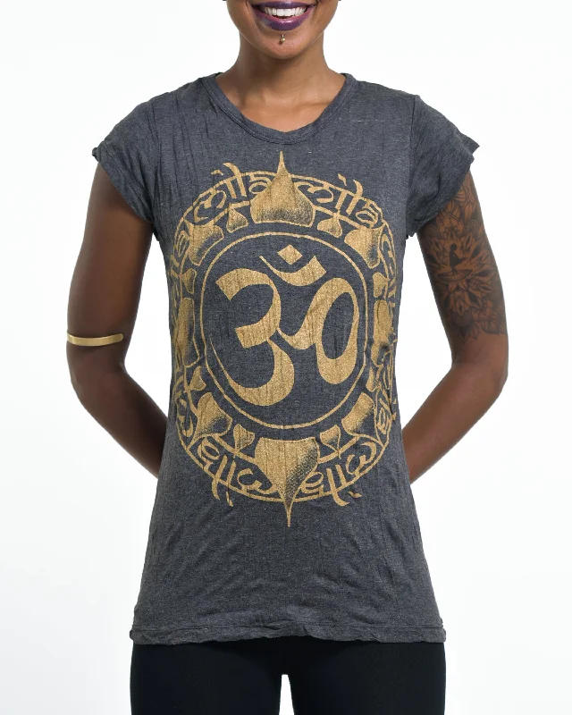 Autumn Selection Womens Infinitee Om T-Shirt in Gold on Black