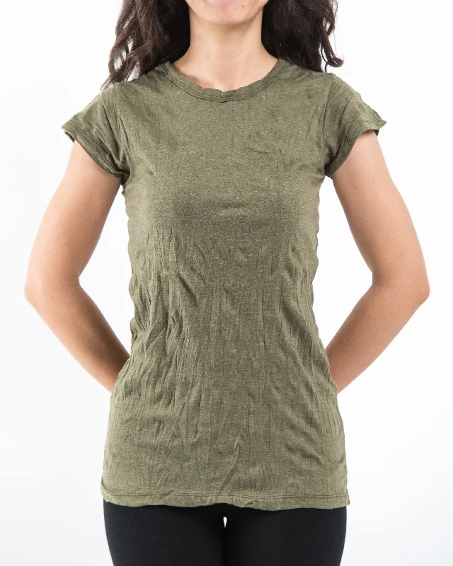 High-quality Styles Womens Solid Color T-Shirt in Green