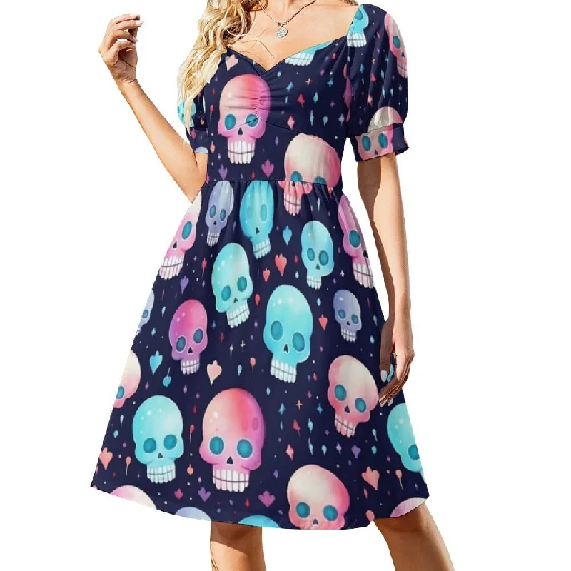 Sports Fashion Sweetheart Neck Puff Sleeve Mini Dress