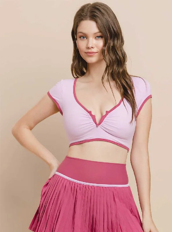 Elegant And Noble TCEC Women's Emmy Cropped Sports Bra Top - Pink