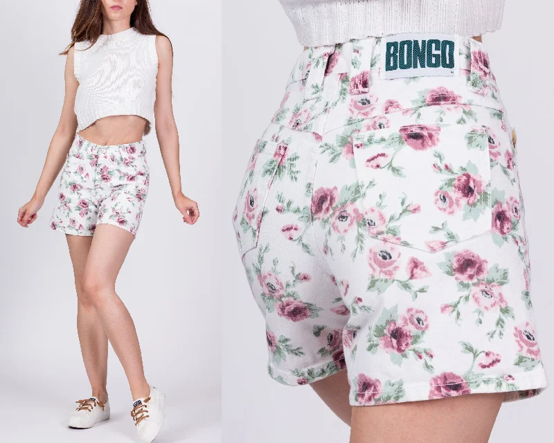 Relaxed And Casual Vintage Bongo High Waisted Floral Jean Shorts - Petite Extra Small, 24"