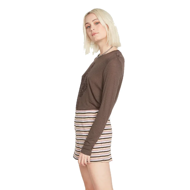 Comfortable Design Volcom Stone Checked Women's Walkhorts - Expresso