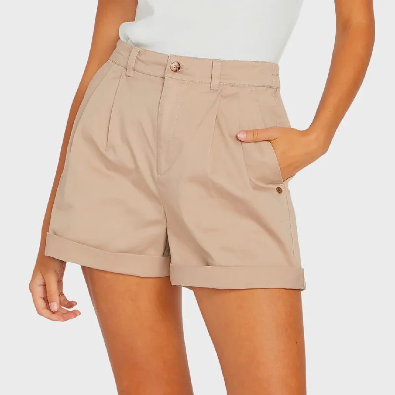 Carefree Volcom Womens Frochickie Chino Shorts - Taupe