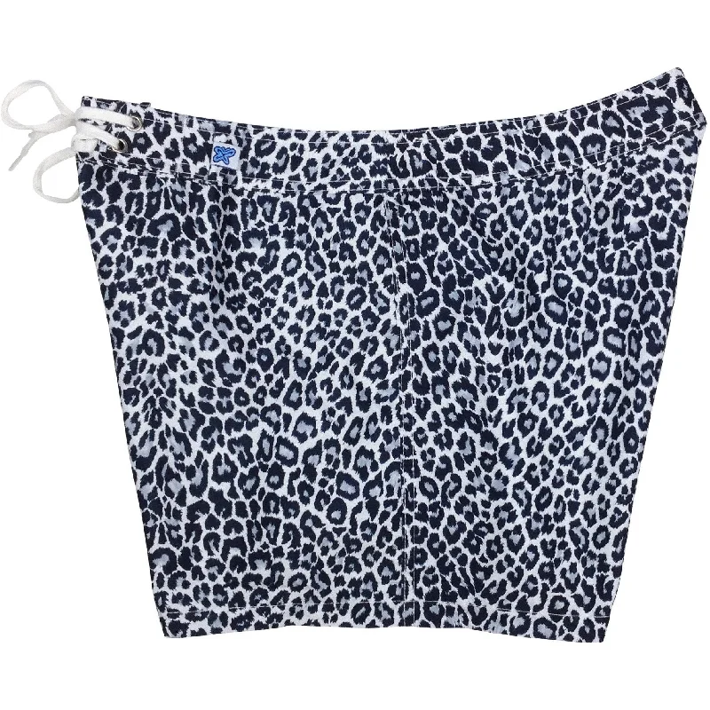 British Fashion "Wild Weekend" Cheetah Print Board Shorts - Regular Rise / 5" Inseam (Charcoal)