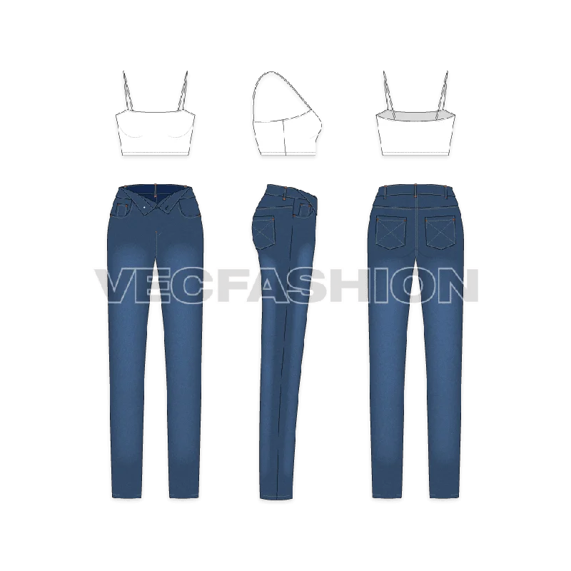 Ethnic Style Women Denim Jeans with Undone Look