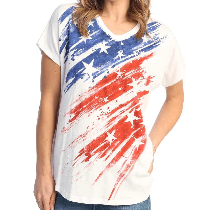 Fresh And Simple Women's Made in USA V-Neck Americana Cotton Tee