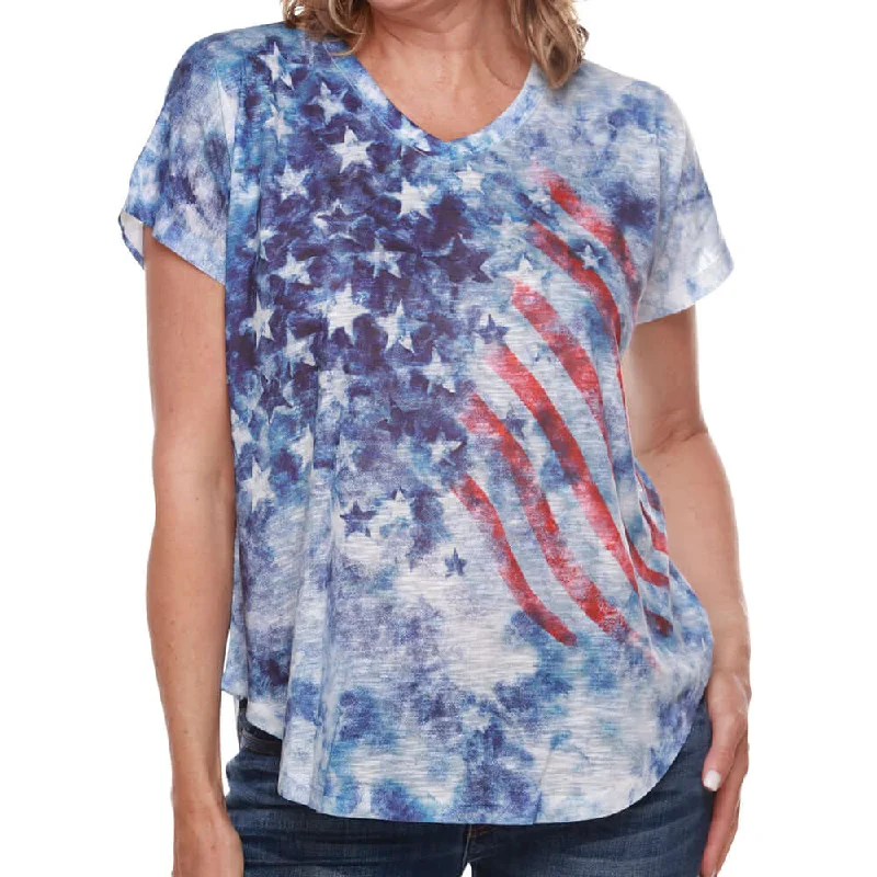 Girl Style Women's Made in USA V-Neck Stars and Stripes