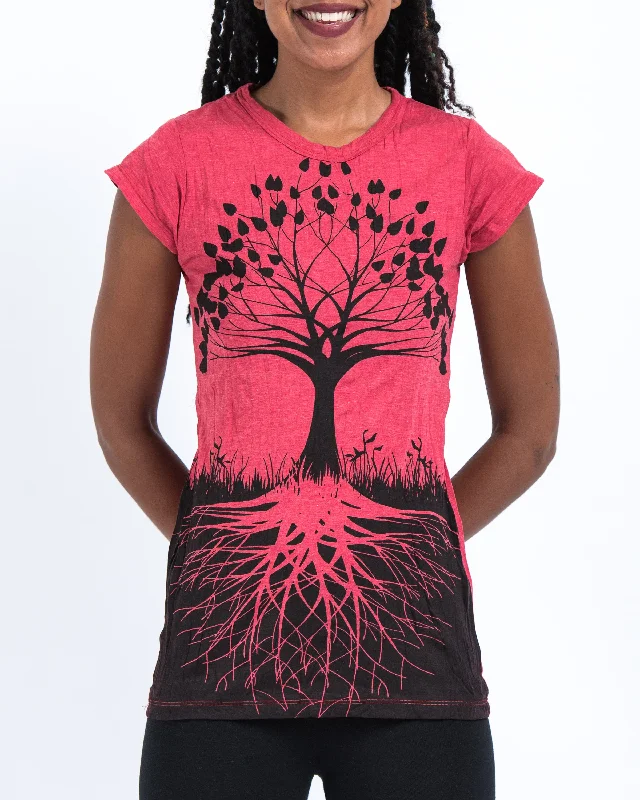Fashionable Items Womens Tree of Life T-Shirt in Red